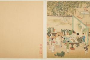 《竹院品古图》页