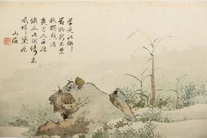 草虫花卉图   其六   江乡小景图