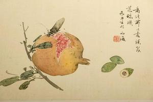 草虫花卉图   其五   石榴天牛图