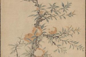 石榴枝图轴纸本(明末清初画)
