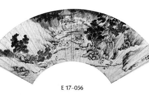 兰亭曲水圆扇面