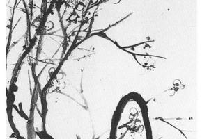 梅花短檠图轴