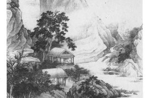 高阁听泉图