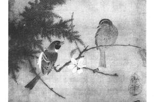 腊梅双禽图