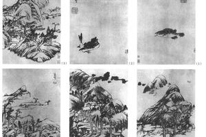 山水鱼鸟八开