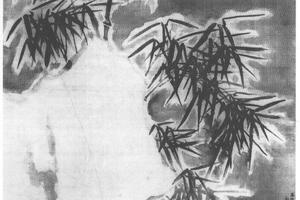 雪景竹石图
