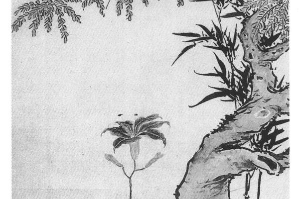 白头萱桩图轴