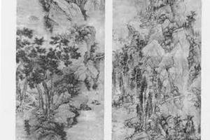 仿黄公望天地石壁图,仿赵孟頫泉源渔隐图(对幅)