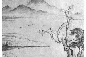 烟江钓艇图轴