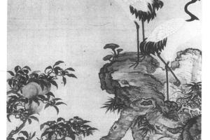 橎桃双鹤图轴