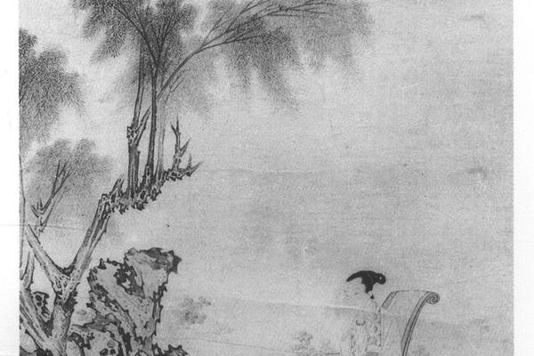 柳荫仕女图轴