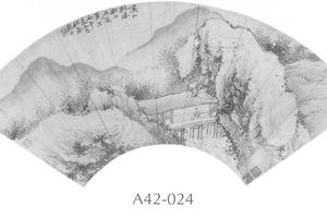 溪山观瀑图扇面
