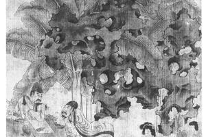蕉荫丝竹图轴