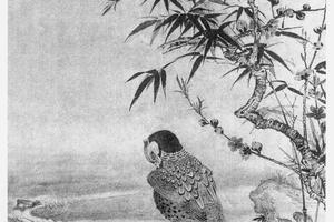 桃竹锦鸡图