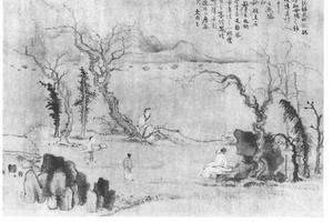 停琴坐话图