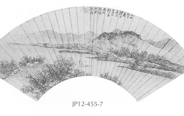 江村暮雨图扇面