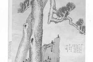 双松巨石图