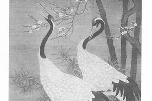 竹林双鹤图