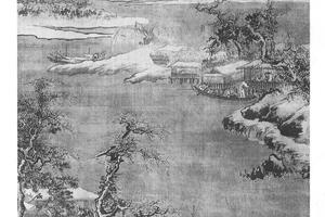 雪江买鱼图轴