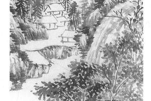 秋林茅屋图