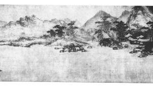 联舟渡湖图