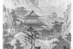 高桥横阁图轴