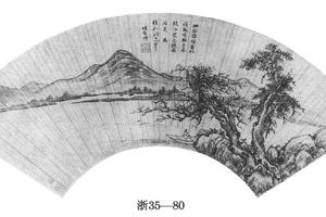 临江舟泊图扇页