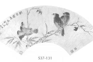 秋原霜鸟图扇面