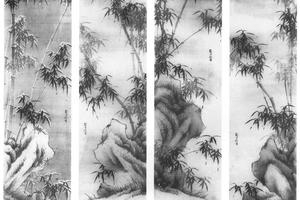 竹石图四条