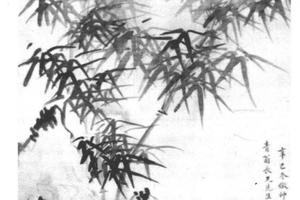 仿夏呆竹石图