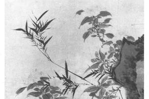 茶花竹石图