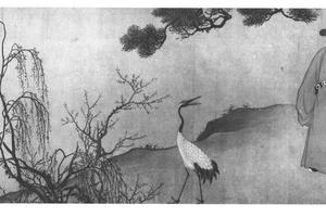 沈度春阴调鹤图