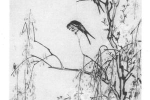 桃花柳燕图轴