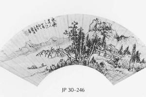 秋汀孤舟图扇面