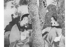 白鹿贞松图轴