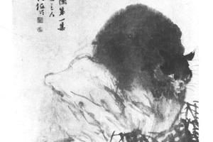 竹石灵猫图
