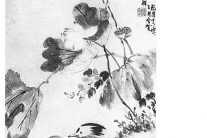鸳鸯莲子图轴