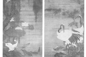 莲鹭竹鹤图(对幅)