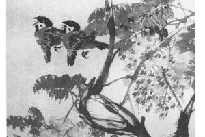 雀声藤影图轴