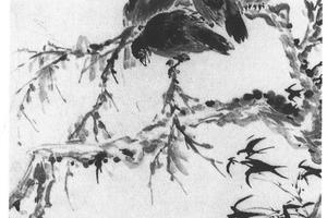枯树寒禽图轴