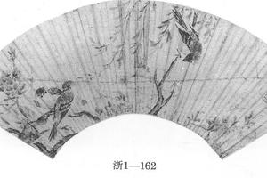 桃花柳禽图扇页