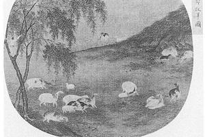 春郊牧羊图团扇