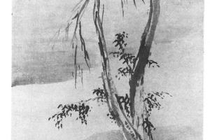 指画溪桥古木