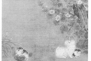 蜀葵游猫图