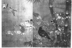 竹梅寒雀图