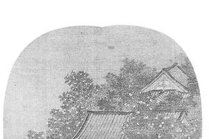 楼阁人物图团扇