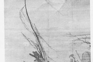 柳下孤舟读书图