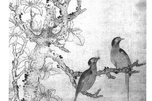 古木双鸠图