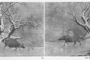 雪中归牧图(对幅)