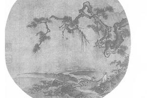 松月抚琴图团扇
